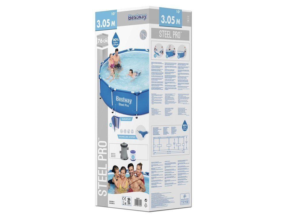 Karkasinis baseinas bestway steel pro 305x76 cm, su filtru
