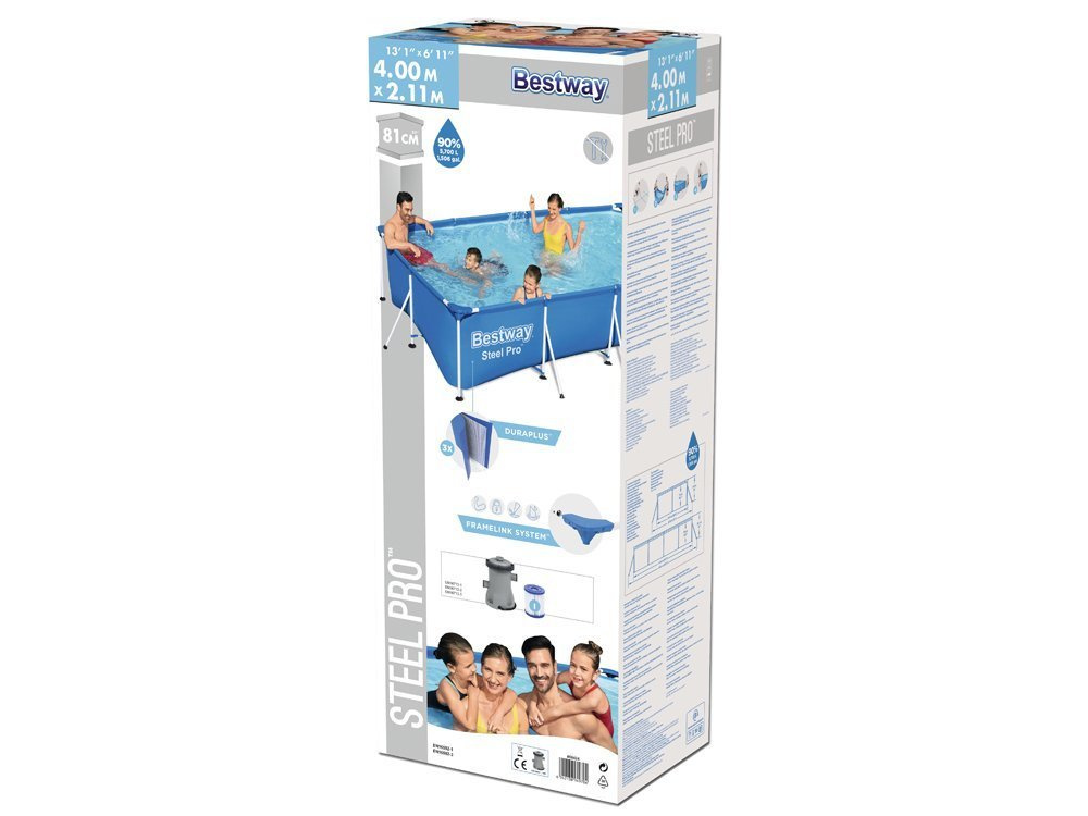 Karkasinis baseinas bestway steel pro 400x211x81 cm, su filtru