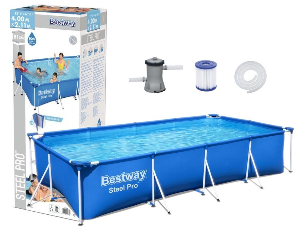 Karkasinis baseinas bestway steel pro 400x211x81 cm, su filtru