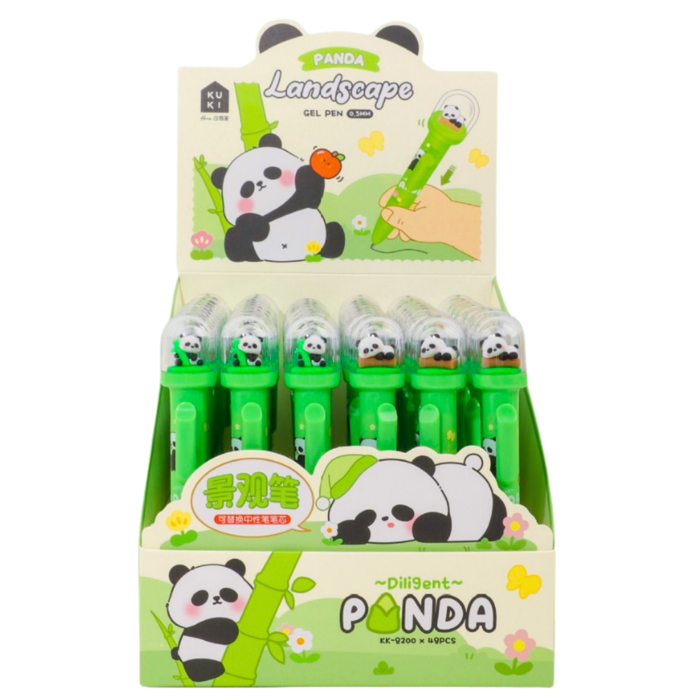 Gelinis rašiklis su panda kupole, mėlynas rašalas, 0.5 mm
