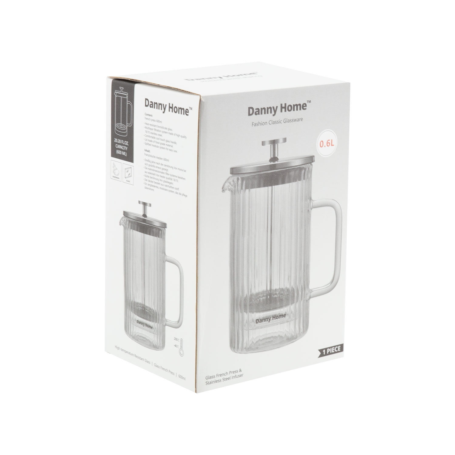 Stiklinis kavinukas su presu, dvigubos sienelės, 600 ml
