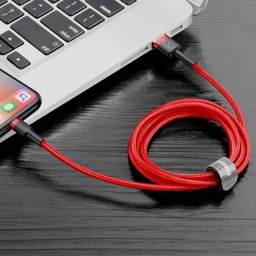 Tvirtas usb lightning kabelis iphone, raudonas
