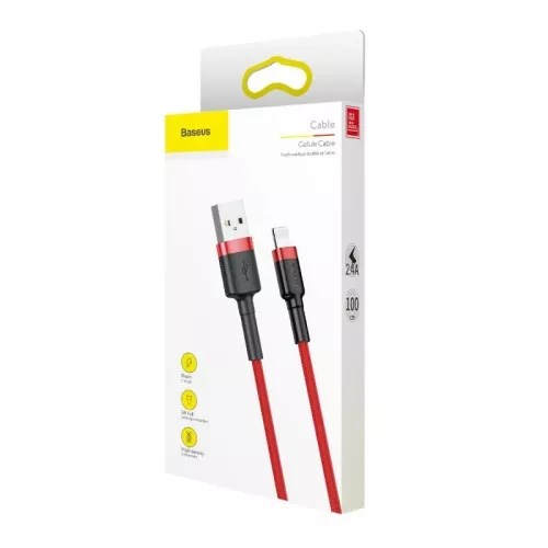 Tvirtas usb lightning kabelis iphone, raudonas