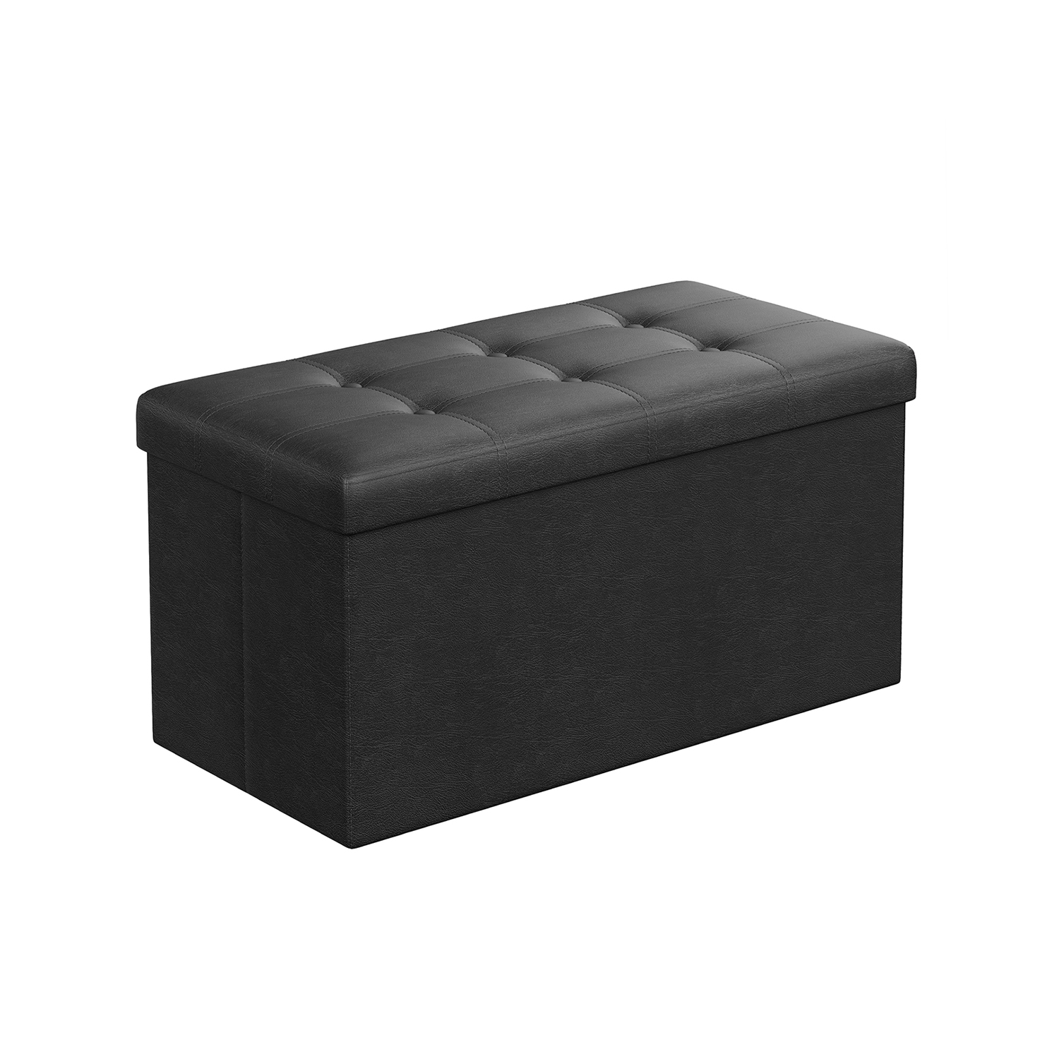 Pufas Songmics 76 cm juoda dirbtinė oda