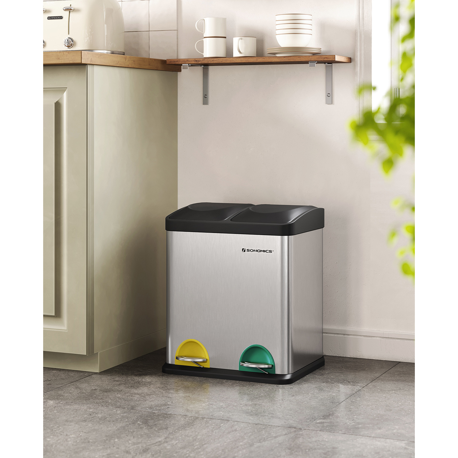 Šiukšlių rūšiavimo dėžė Songmics 30 L (2 x 15 L)