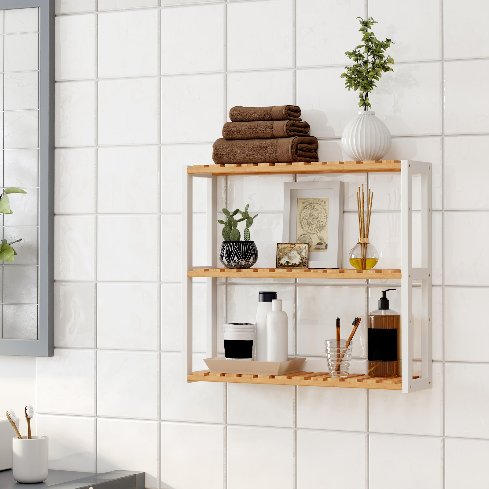 Bambukinė lentyna SONGMICS 60x54x15 cm