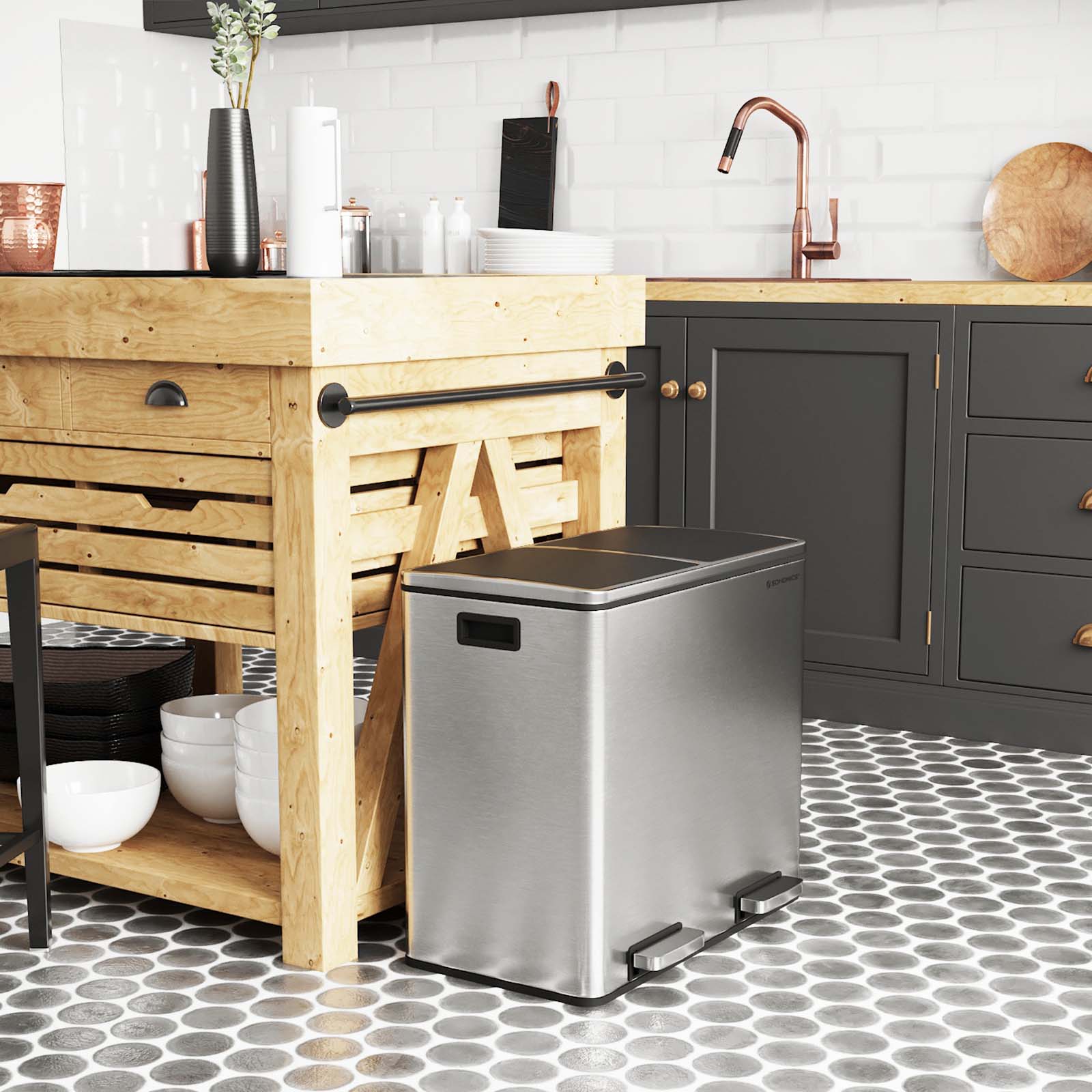 Šiukšliadėžė SONGMICS 48 L (2 x 24 L), nerūdijančio plieno 2