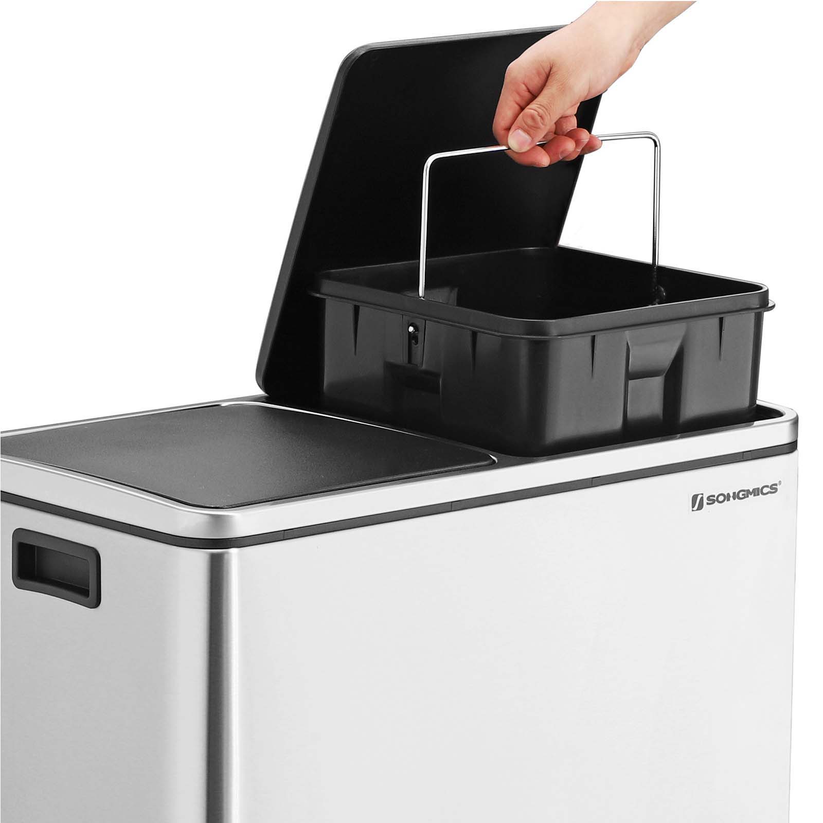 Šiukšliadėžė SONGMICS 48 L (2 x 24 L), nerūdijančio plieno 3