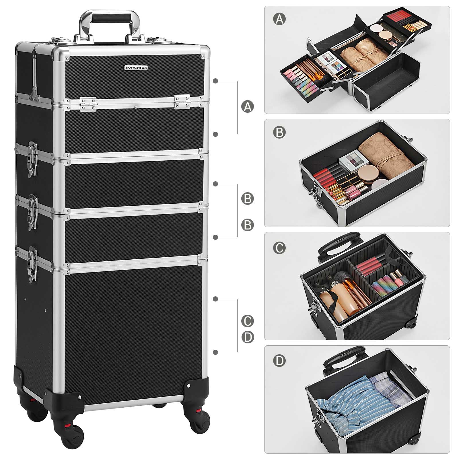 Kosmetikos lagaminas SONGMICS 35x25x82,5 cm 3