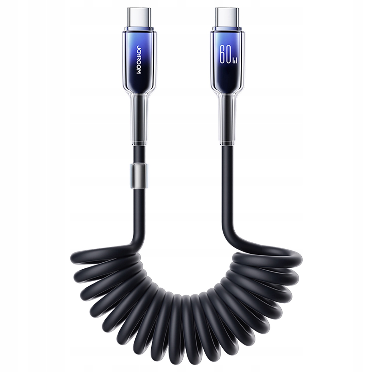 Spiralinis USB-C - USB-C laidas 60W, 1.5 m
