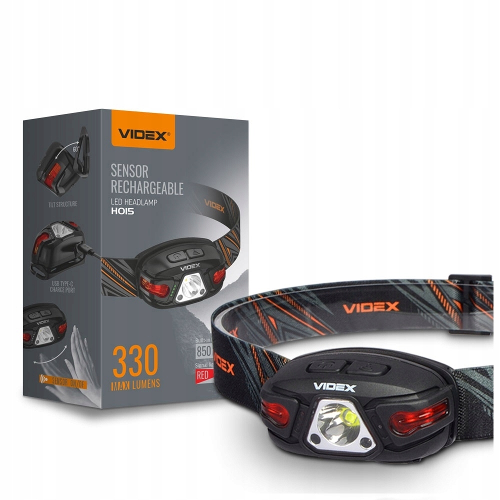 LED žibintas VLF-H015 VIDEX vandeniui atsparus USB-C žibintas 330lm atsparus