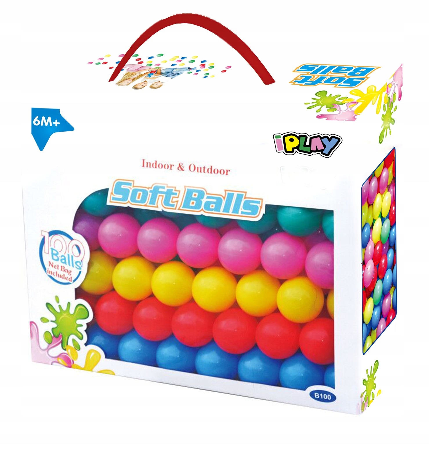 Spalvoti plastikiniai kamuoliukai, 6 cm, 100 vnt., iplay