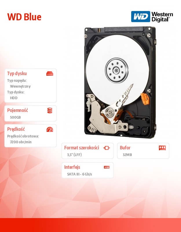 Hdd vidinis kietasis diskas western digital wd blue 500gb (wd5000azlx)