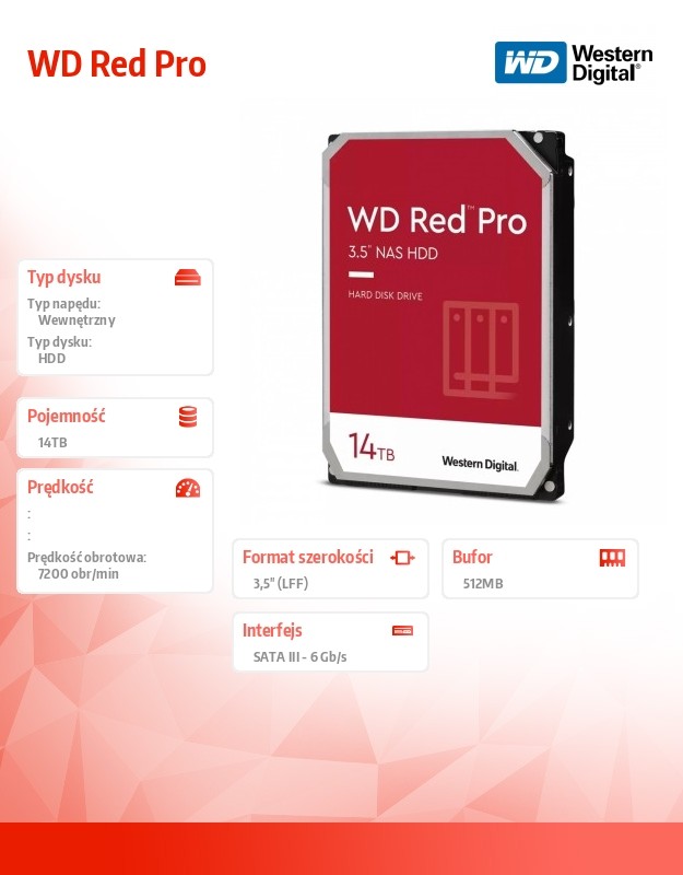 Hdd vidinis kietasis diskas western digital red wd142kfgx