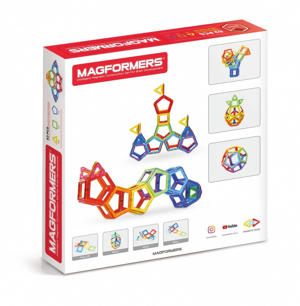 Magnetinis konstruktorius magformers 62 detalės