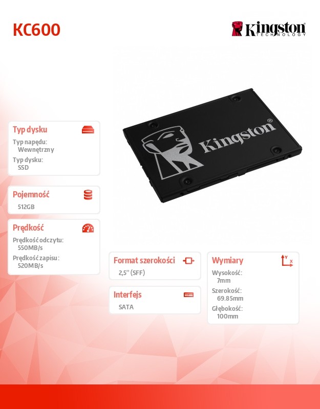 Ssd vidinis kietasis diskas ssd|kingston|kc600|512gb|sata 3.0|tlc|įrašymo sparta 520 mb/sec|skaitymo sparta 550 mb/sec|2,5