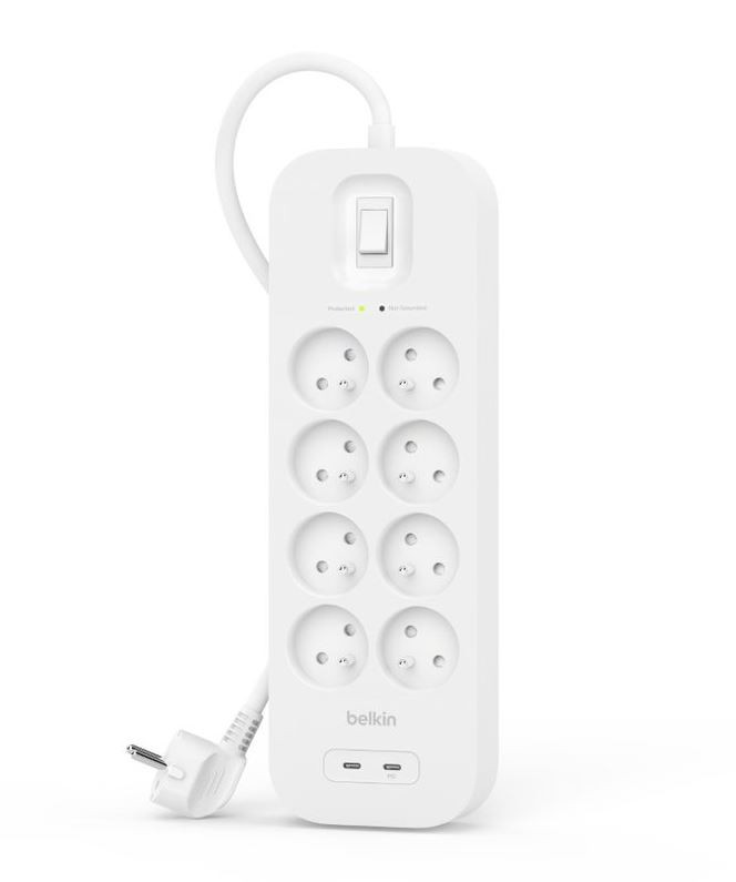 Prailgintuvas - belkin connect, balta 8 ac išvestis 2 m
