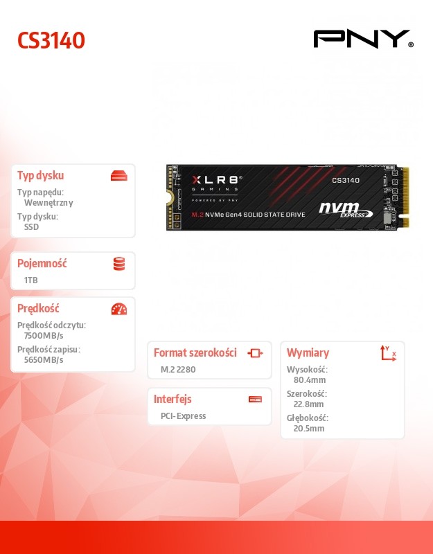 Ssd vidinis kietasis diskas pny m280cs3140-1tb-rb