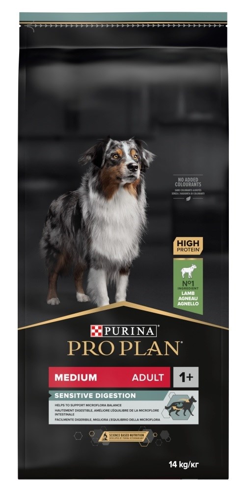 Pro plan medium adult sensitive digestion su ėriena, 14 kg