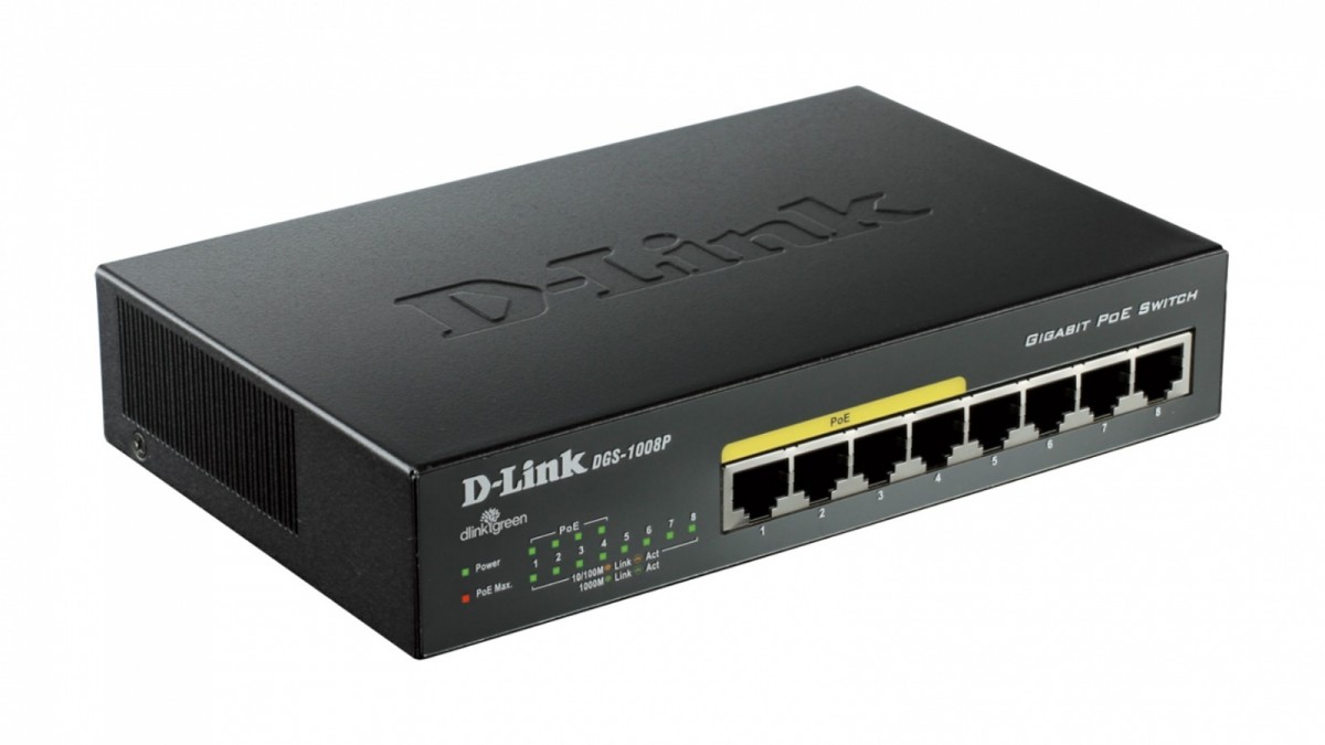 Switch d-link 8x10 / 100 / 1000mbps rj45, 4xpoe, 52w