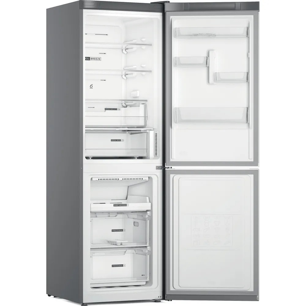 Laisvai pastatomas, šaldytuvas su šaldikliu apačioje whirlpool w7x 82o ox, rankinis atitirpinimas