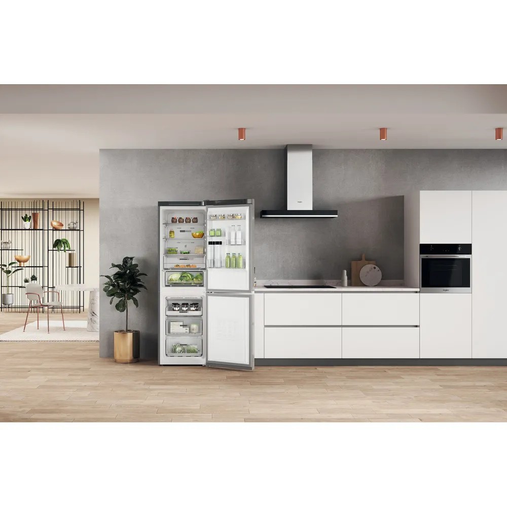 Laisvai pastatomas, šaldytuvas su šaldikliu apačioje whirlpool w7x 82o ox, rankinis atitirpinimas