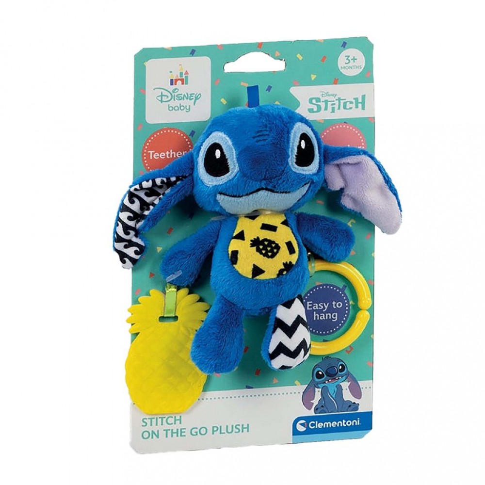 Pliušinis pakabukas - barškutis kūdikiui clementoni disney stitch