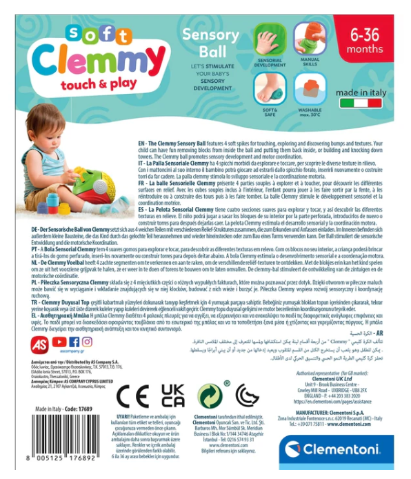 Sensorinis kamuolys clemmy clementoni su kaladėlėmis