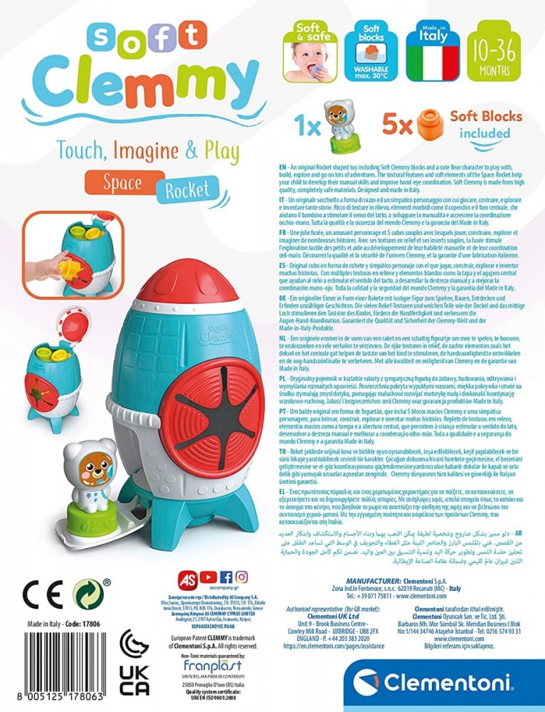 Minkšti blokai clementoni sensory rocket clemmy sorter