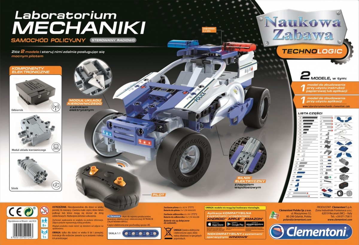 Konstruktorius clementoni mechanikų laboratorija, radijo bangomis valdomas automobilis (50124) 1243