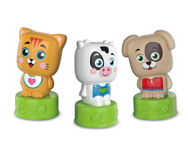 Žaislų rinkinys clemmy sweet animals su kačiuku, šuniuku ir karvyte 1