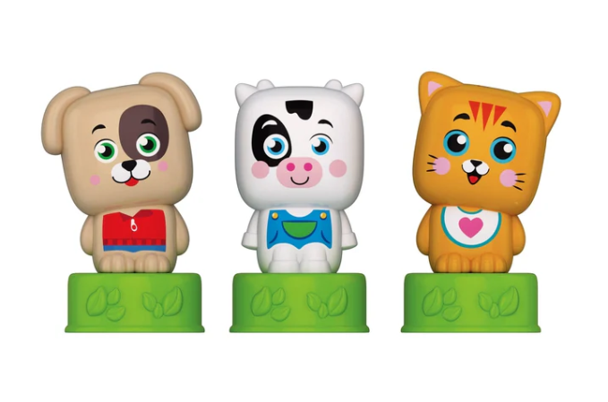 Žaislų rinkinys clemmy sweet animals su kačiuku, šuniuku ir karvyte 2