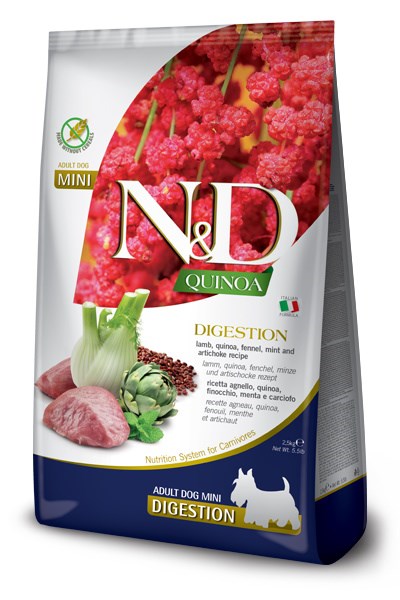 Farmina n&d n&d quinoa digestion mini adult su ėriena, 800 g, native