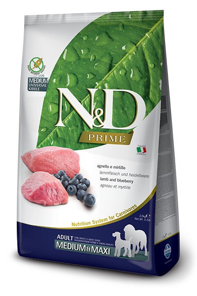 Farmina n&d prime maxi su ėriena ir mėlynėmis, 12 kg