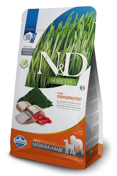 Farmina N&D Spirulina Adult Med/Maxi Su Silke, 7 Kg