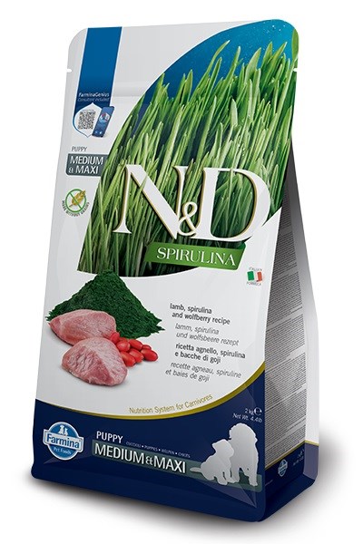 Farmina N&D Spirulina Lamb Puppy Medium/Maxi Su Ėriena, 2 Kg