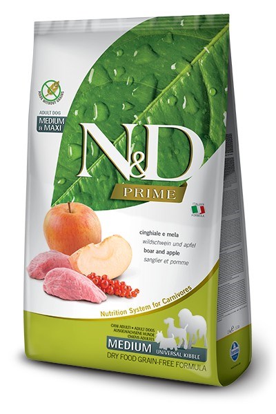 Farmina n&d prime maxi su šerniena ir obuoliais, 12 kg