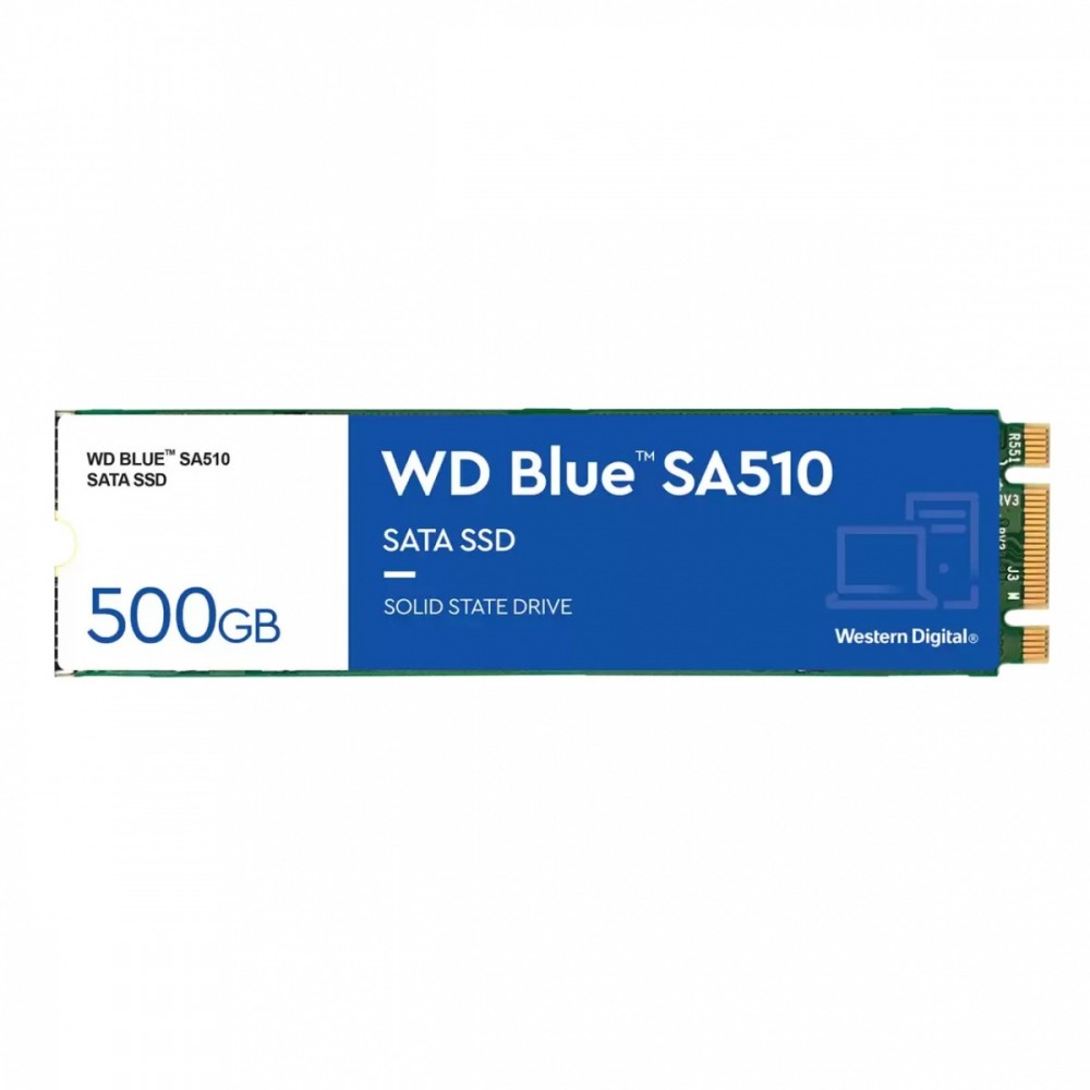 Ssd vidinis kietasis diskas ssd|western digital|blue sa510|500gb|m.2|sata 3.0|write speed 510 mbytes/sec|read speed 560 mbytes/sec|2.38mm|tbw 200 tb|mtbf 1750000 hours|wds500g3b0
