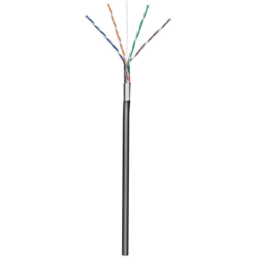 Maitinimo laidas tinklo kabelis techly, vyta pora, cat 5e f / utp tvirtas 305 m juodas lauko cca