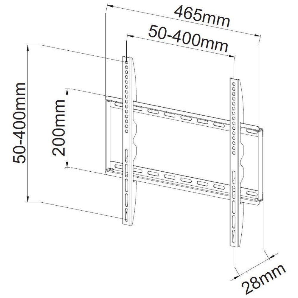 Plonas baltas televizoriaus sieninis laikiklis 23-55 colių led/lcd iki 45 kg
