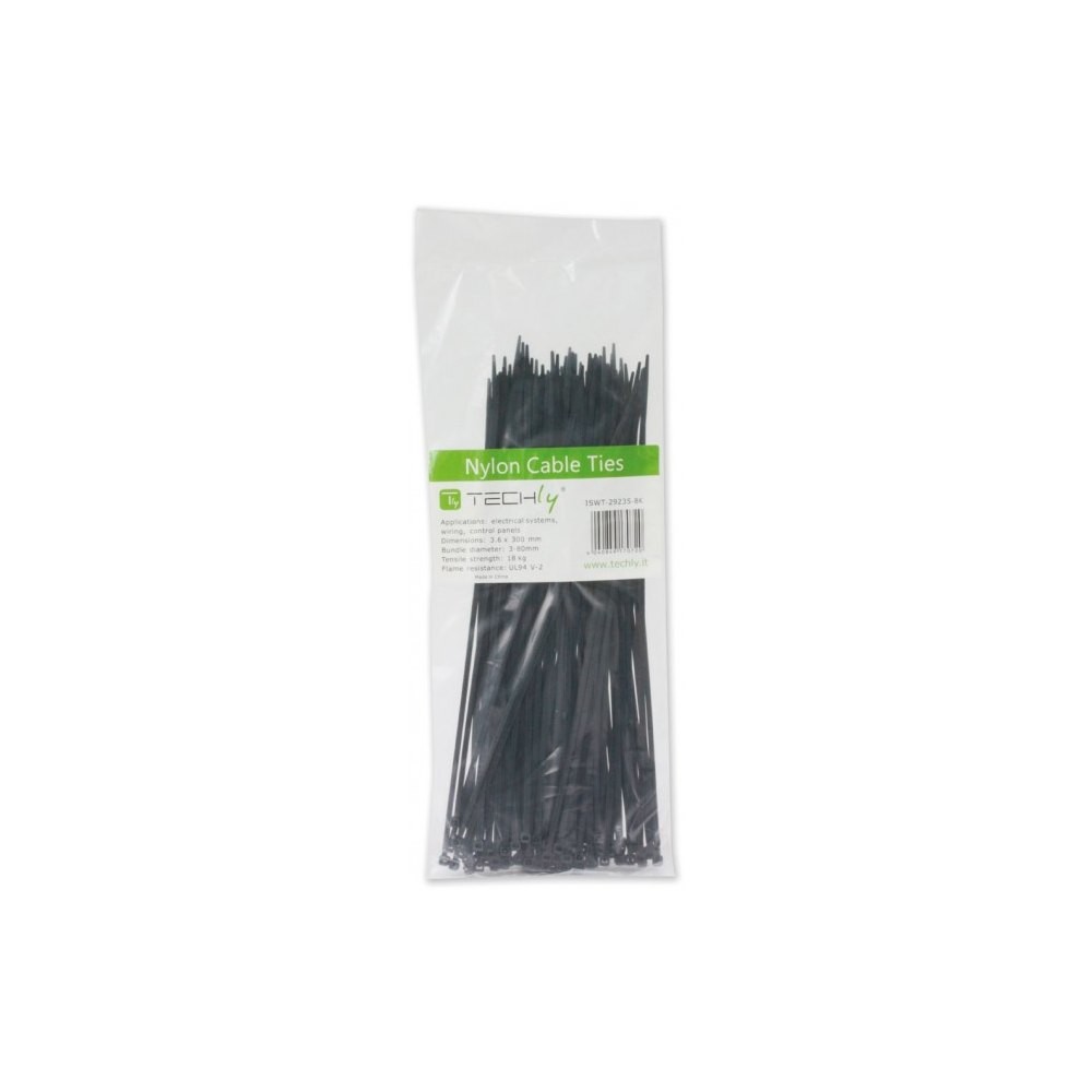 Techly nylon clamps 200 x 2.5mm 100 pcs, black (306370)