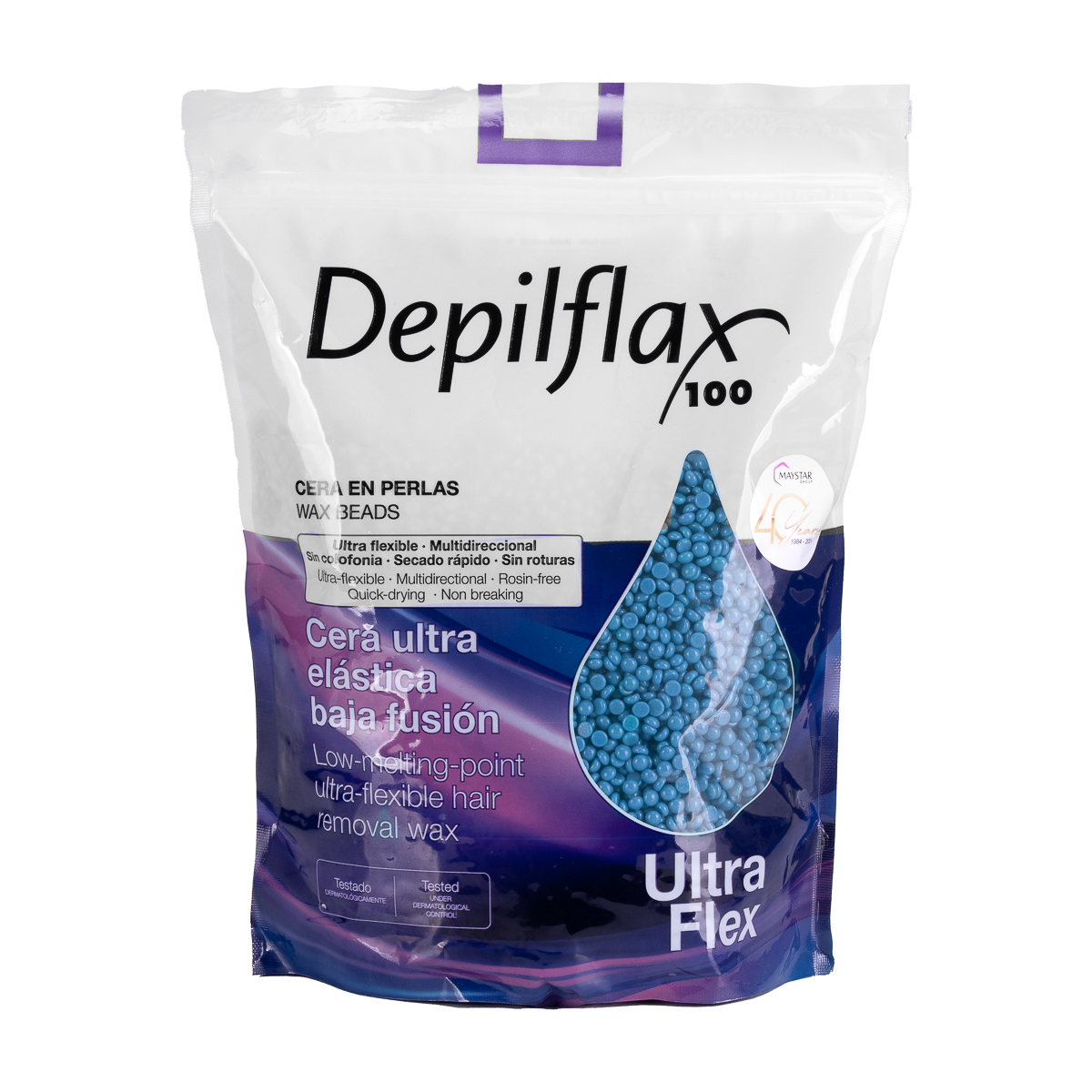 Depilflax Ultraflex Blue – profesionalus veganiškas depiliacinis vaškas perliukais (1 kg)