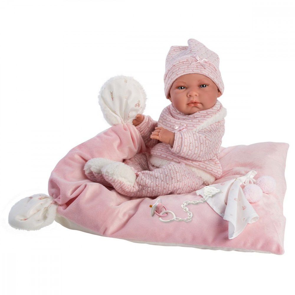 Lėlė kūdikis mergaitė nica su pagalvėle llorens 73859, 38 cm