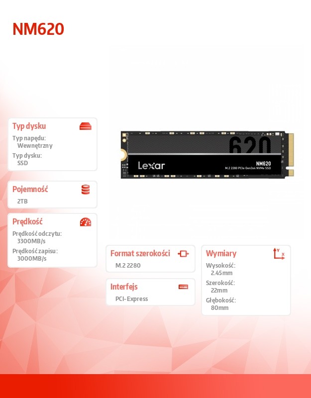 Ssd vidinis kietasis diskas lexar lnm620x002t-rnnng