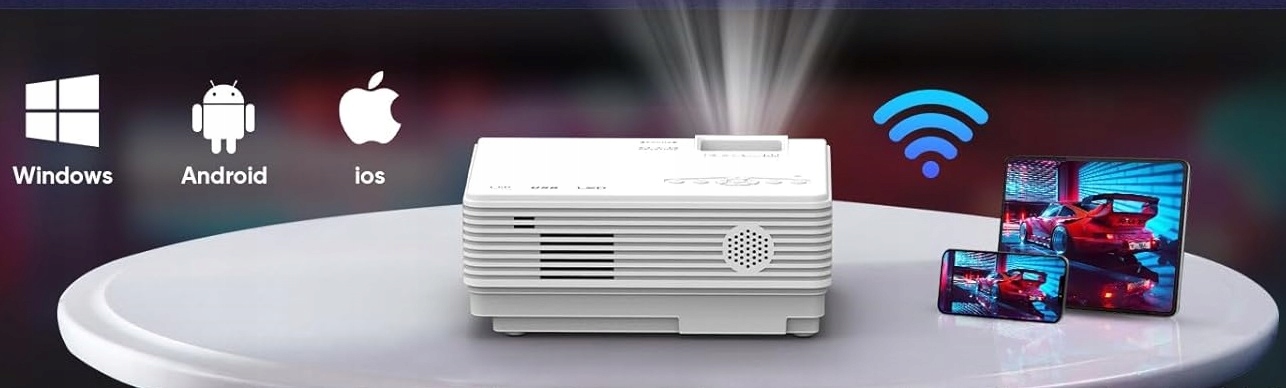 AKATUO mini projektorius 5G WiFi, Bluetooth, Full HD 1080p, 10000Lm