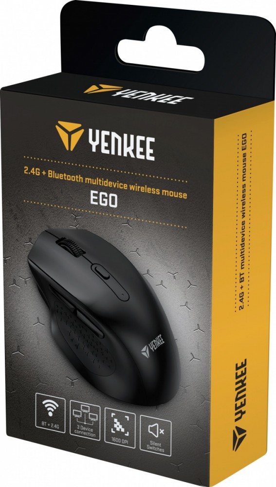 Belaidė pelė bluetooth pelė yenkee ego, 2.4 ghz / bt 3.0 / bt 5.0, -