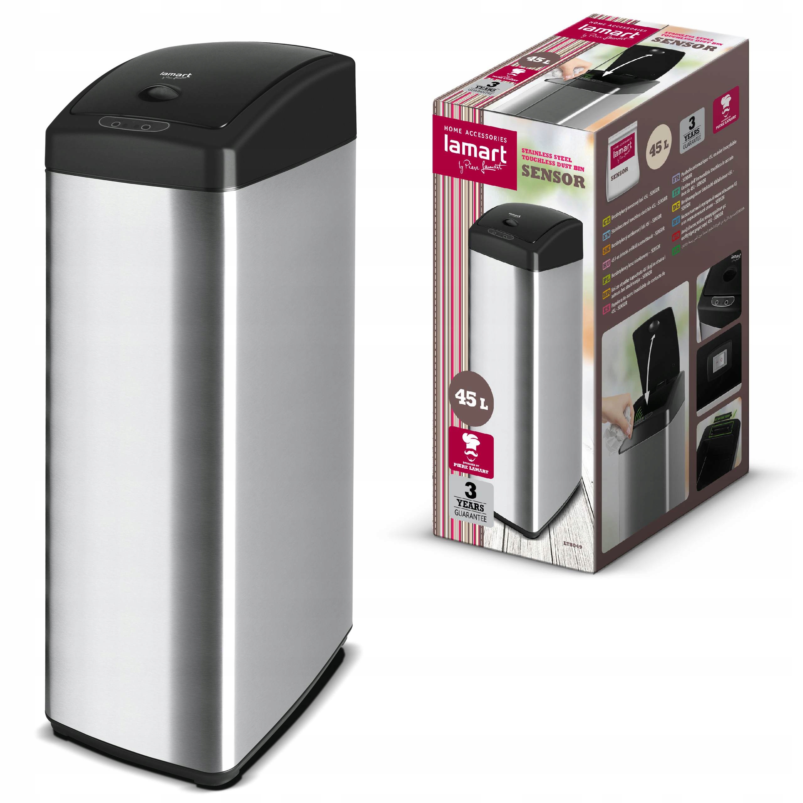 Bekontaktė šiukšlių dėžė, Lamart SENSOR 45l, 25x34x71.5 cm