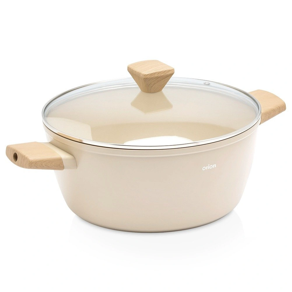 Puodas su keramine danga, smėlio spalvos, 28 cm, 6,6 l
