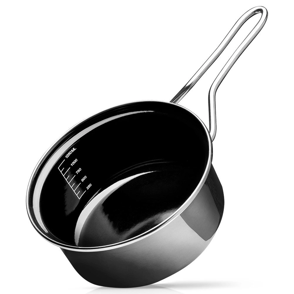 Puodas emaliuotas su matavimo skale, juodas, Ø 18 cm