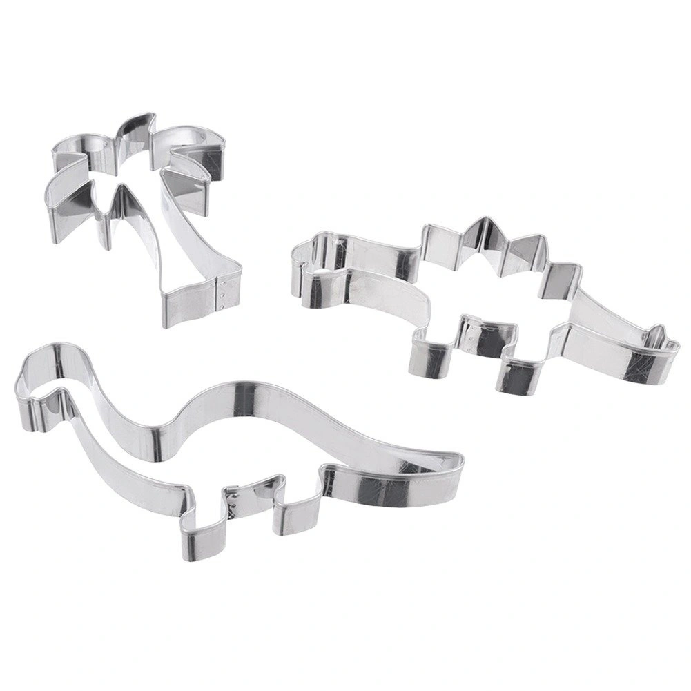 Sausainių formelių rinkinys su dinozaurų ir palmės motyvais, sidabrinis, 3 vnt. 3
